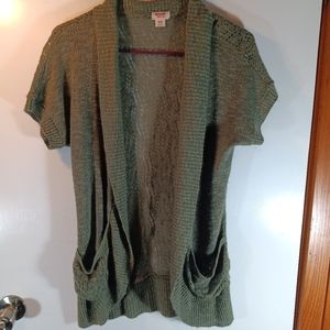 Woman's open cardigan Mossimo Supply Co. Made in USA pockets short sleeve